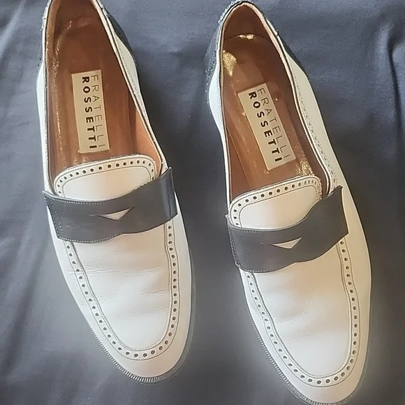 Fratelli Rossetti White Black Italian Leather Loafers Size 36 Or 5.5 US - Picture 4 of 11